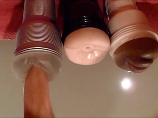 3 fleshlights : viltojums vāvere, mute un pakaļu fucked untill spermas izšāviens
