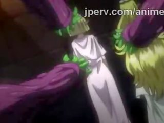 Groovy duende princesa roscado por manojo de tentáculos en hentai espectáculo