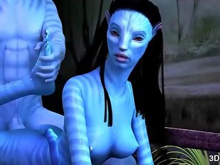 Avatar diva אנאלי מזוין על ידי ענק כָּחוֹל פִּיר