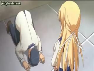 Blonde Anime enchantress Doing Footjob